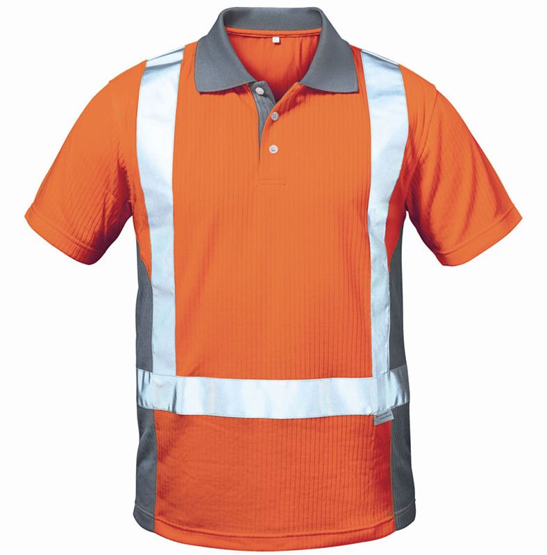 F-ELYSEE-Warnschutz, Warnschutz-Polo-Shirt, *EINDHOVEN*, orange/grau
