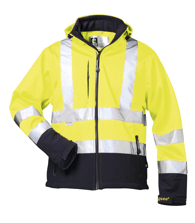 F-ELYSEE-Warnschutz-Softshell Jacke, *LIAM*, fluoreszierend gelb/marine