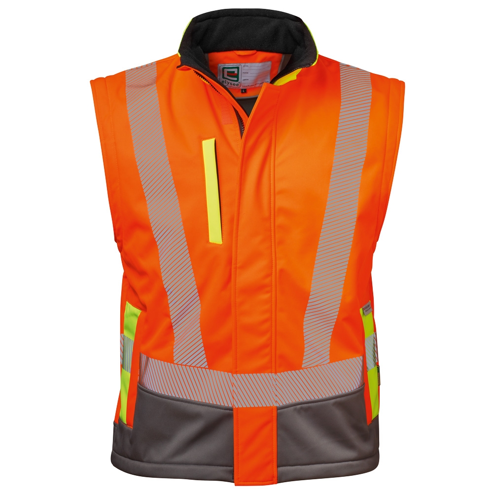 F-ELYSEE-Warnschutz-Softshell Jacke, *ATANAS*, fluoreszierend orange/gelb/grau