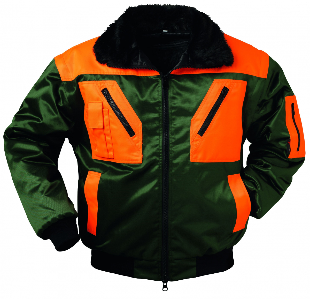 F-NORWAY-4-in-1-Pilotenjacke, *ROTDORN*, 250g/m, grn/orange