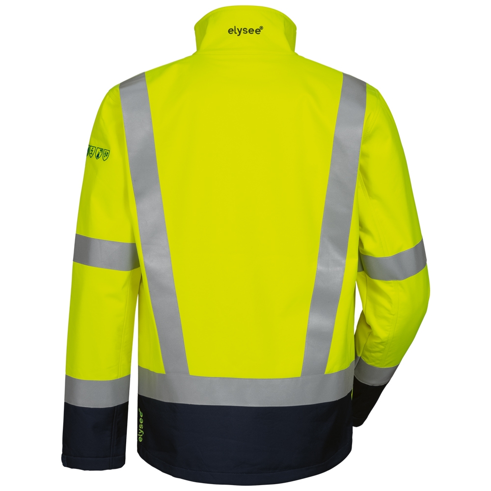 F-ELYSEE-Warnschutz-Softshelljacke, KAAPO, warngelb/marine
