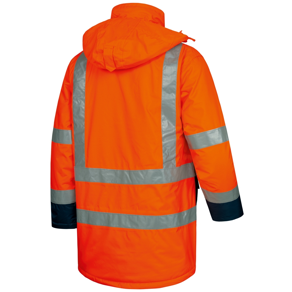 F-ELYSEE-Warnschutz-Parka, , Warnparka, *LUIS*, fluoreszierend orange/marine abgesetzt
