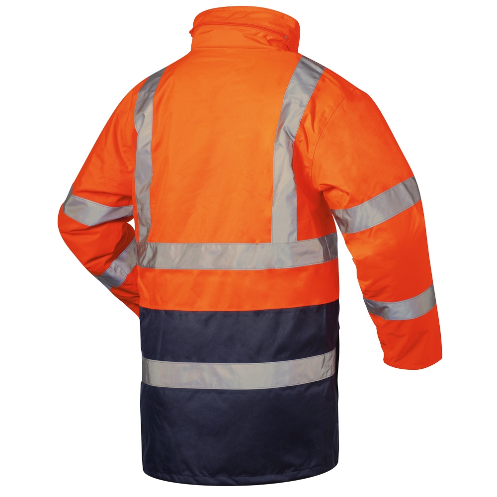 F-SAFESTYLE-2 in 1-Warnschutz-Parka, , Warnparka, *ALEXANDER*, fluoreszierend orange/marine abgesetzt