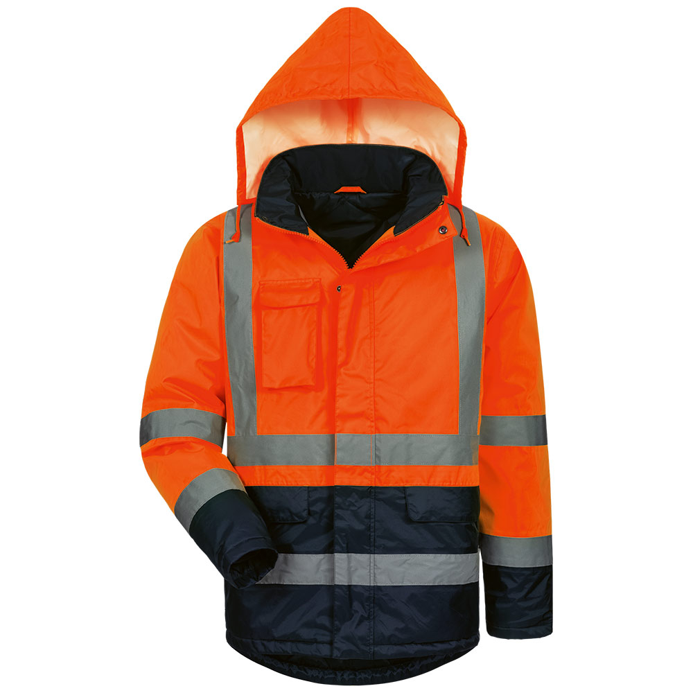 F-Warnschutzparka, *STEFAN*, fluoreszierend orange/marine