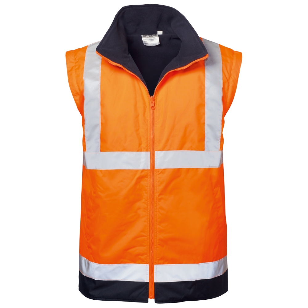 F-SAFESTYLE-4 in 1-Warnschutzparka, , Warnparka, *TRAVIS*, fluoreszierend orange/marine abgesetzt