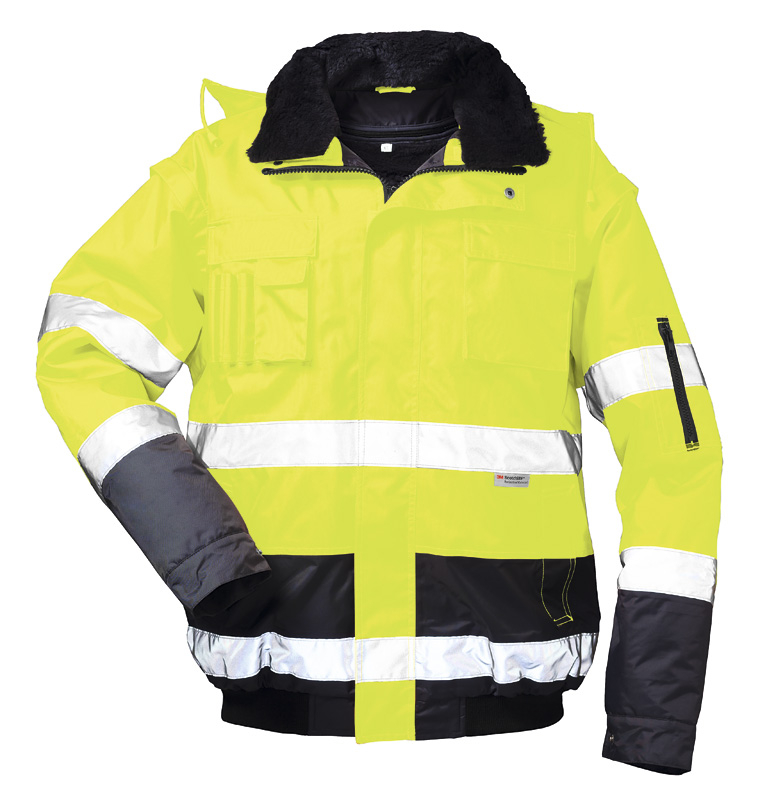 F-ELYSEE-Warnschutz-Pilotenjacke, *SIEGFRIED*, fluoreszierend gelb/marine abgesetzt