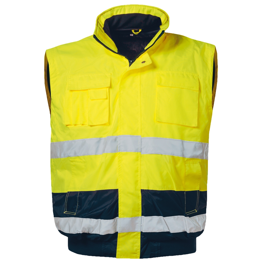 F-ELYSEE-Warnschutz-Pilotenjacke, *SIEGFRIED*, fluoreszierend gelb/marine abgesetzt