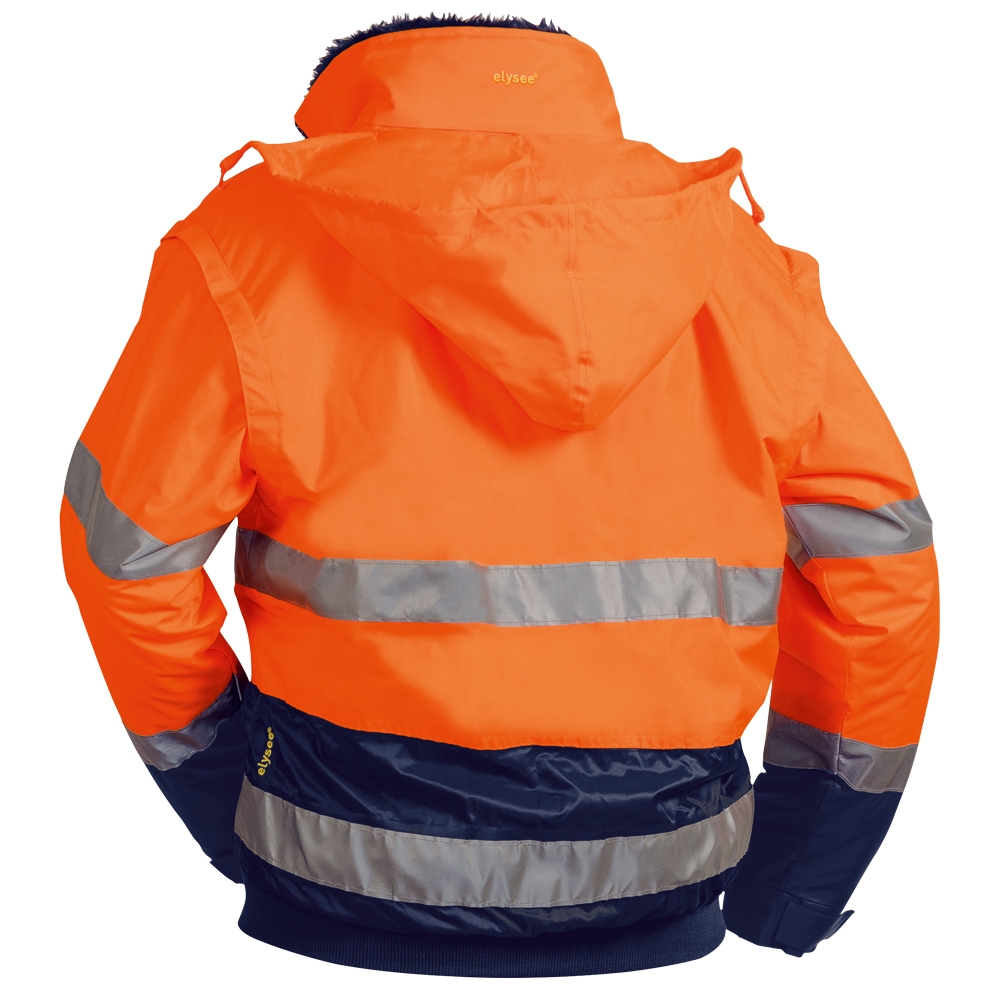 F-ELYSEE-Warnschutz-Pilotenjacke, *VOLKER*, fluoreszierend orange/marine abgesetzt