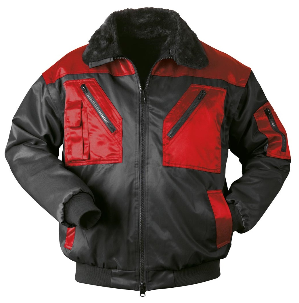 F-NORWAY-Pilotenjacke, *LEVANGER*, 250g/m, schwarz/rot abgesetzt