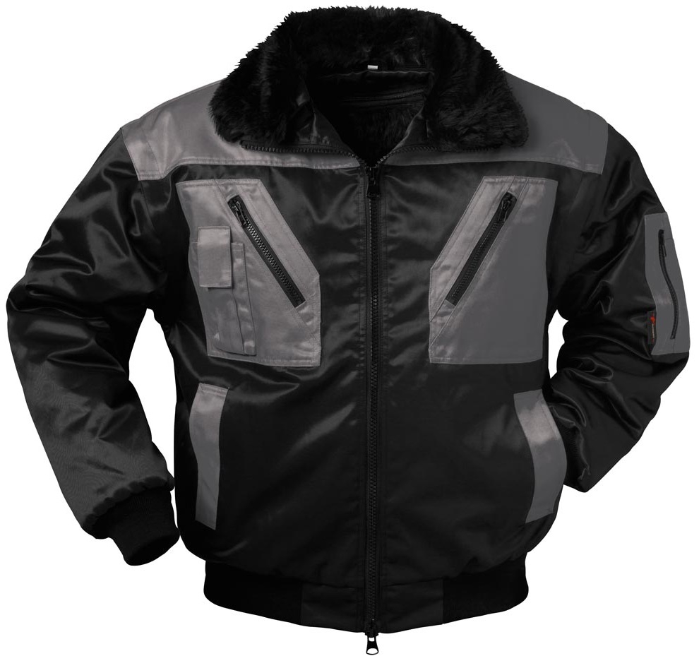 F-NORWAY-Pilotenjacke, *ASKIM*, 250g/m, schwarz/grau abgesetzt