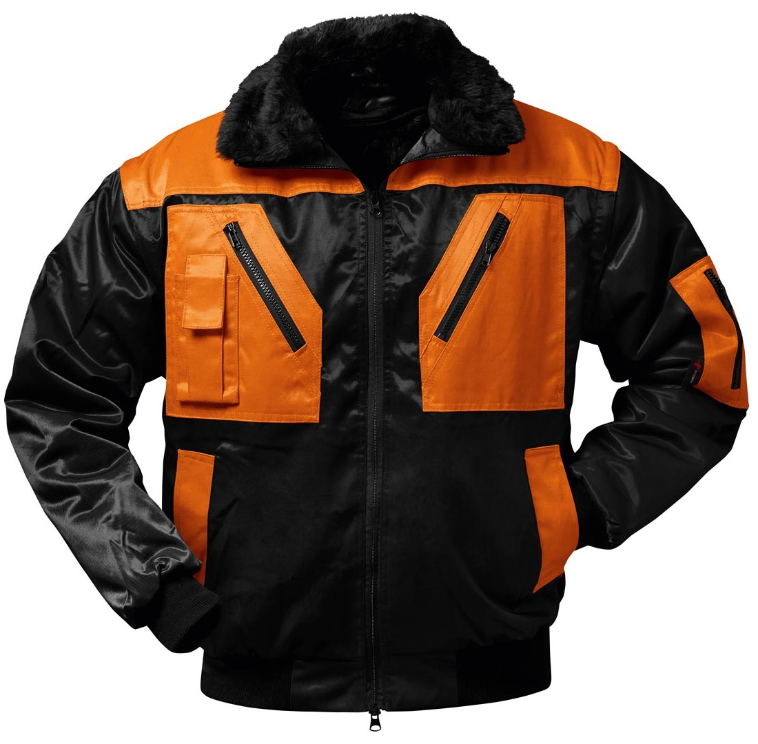 F-NORWAY-Pilotenjacke, *OSLO*, 250g/m², schwarz/orange abgesetzt
