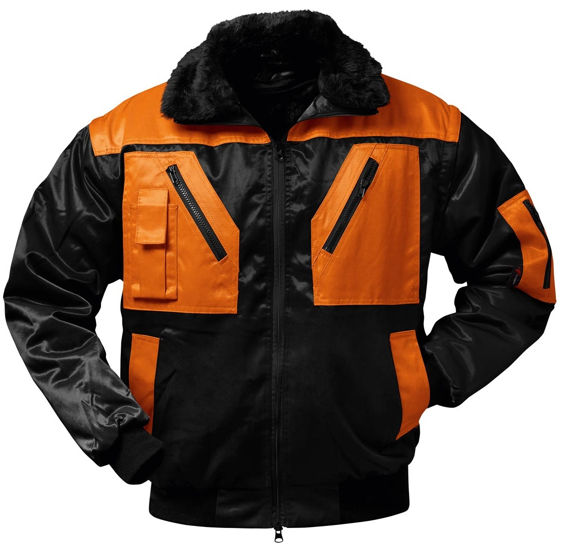 F-NORWAY-Pilotenjacke, *OSLO*, 250g/m, schwarz/orange abgesetzt