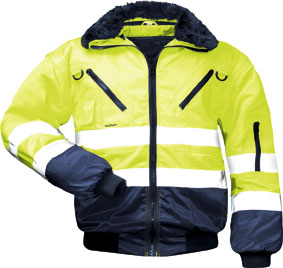 F-NORWAY-Warnschutz-Pilotenjacke, *GUNNAR*, 250g/m², fluoreszierend gelb/marine abgesetzt