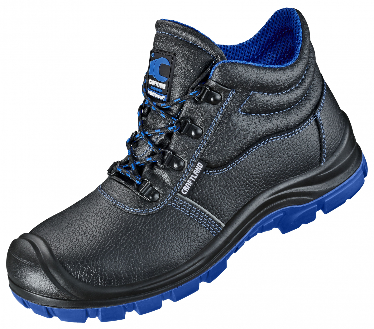 F-S3-CRAFTLAND-Sicherheitsschnürschuhe, hoch, *SALDUS ÜK*, schwarz/blau abgesetzt