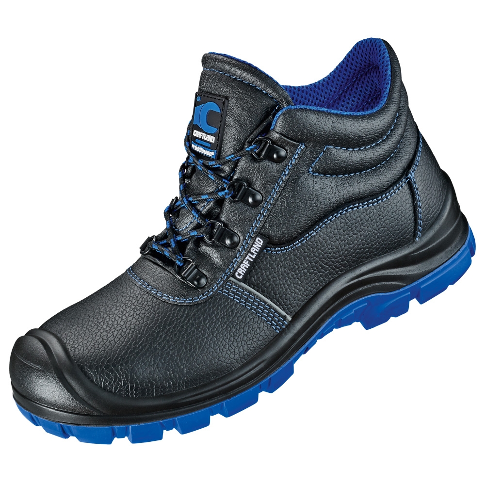 F-S3-CRAFTLAND-Sicherheitsschnürschuhe, hoch, *SALDUS ÜK*, schwarz/blau abgesetzt