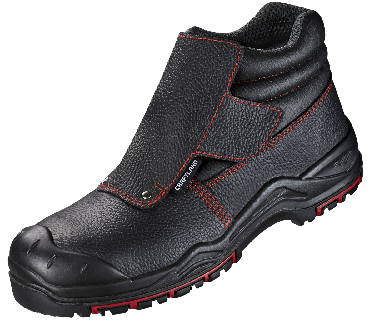 F-S3-CRAFTLAND-Schweißer-Sicherheitsstiefel, *EISENACH ÜK*, schwarz/rot abgesetzt