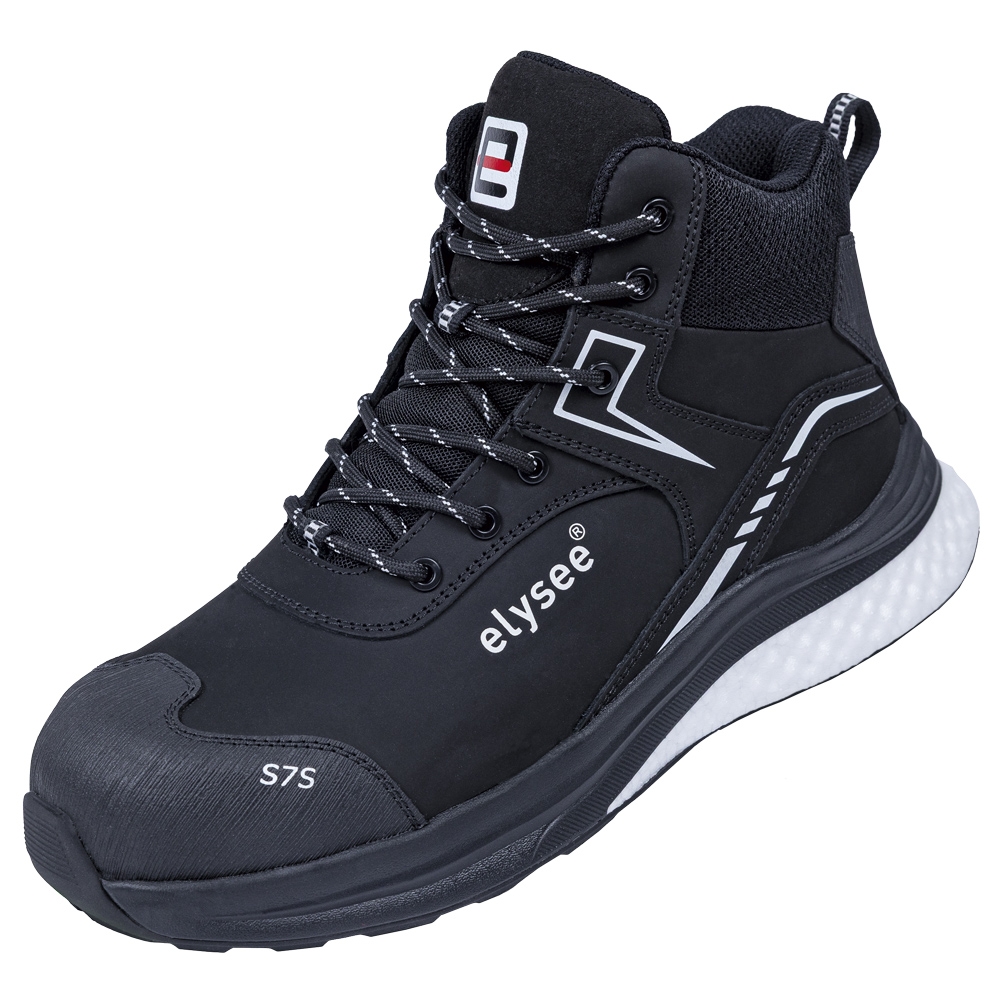 F-*CUSHIONPRO® XTREME* STIEFEL S7S-*ELYSEE®* SCHWARZ/ WEIß ABGESETZT EN ISO 20345:2022 + A1:2024 S7S FO SR SC