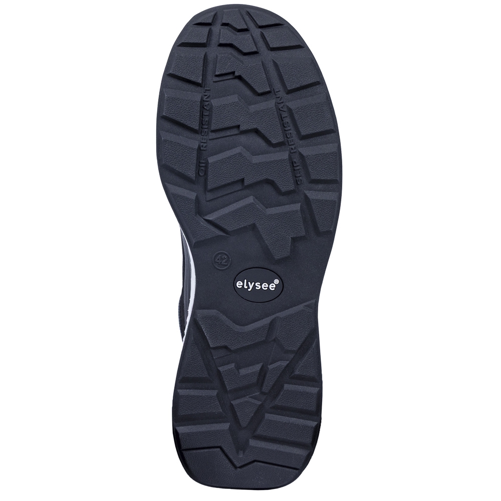 F-*CUSHIONPRO® SHIELD* HALBSCHUHE S3S-*ELYSEE®* SCHWARZ/ WEIß ABGESETZT EN ISO 20345:2022 + A1:2024 S3S FO SR SC ESD