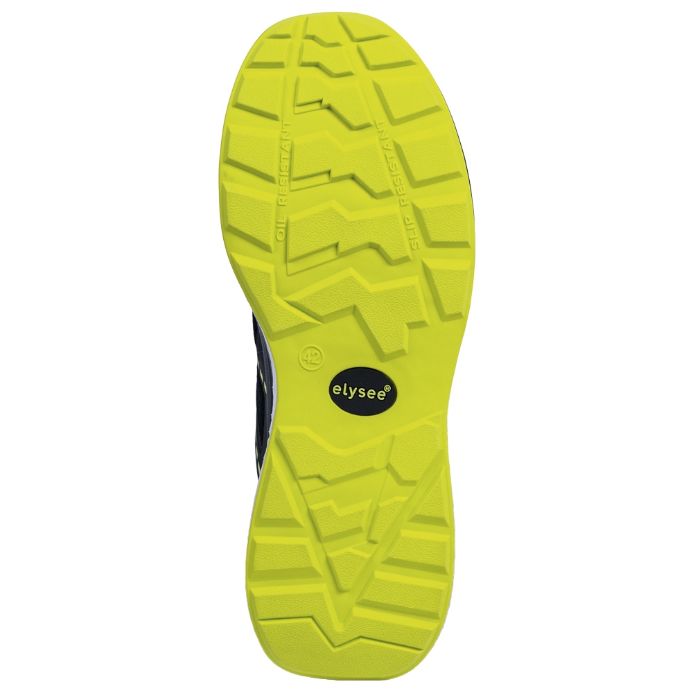 F-*CUSHIONPRO® FLEX I* HALBSCHUHE S1PS-*ELYSEE®* SCHWARZ/ GELB ABGESETZT EN ISO 20345:2022 + A1:2024 S1PS FO SR SC ESD