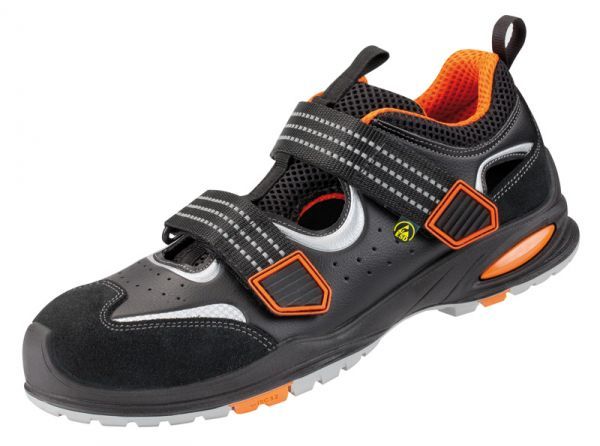 F-Footwear, ELYSEE-Arbeits-Berufs-Sicherheits-Sandalen, LAZIO, schwarz/orange