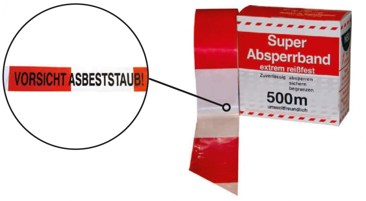 F-Betriebsbedarf, Absperrband, Achtung Asbeststaub  500 m