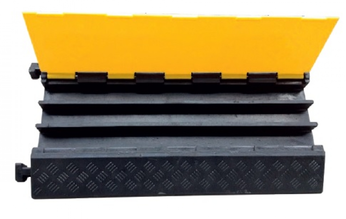 F-Kabelbrcke, 3 Kanal mit Deckel, schwarz/gelb