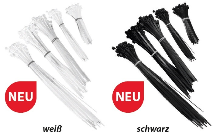 F-Betriebsbedarf, Kabelbinder-Set, verschiedene Größen, weiß, VE = 10 Pkg. á 250 Stk.