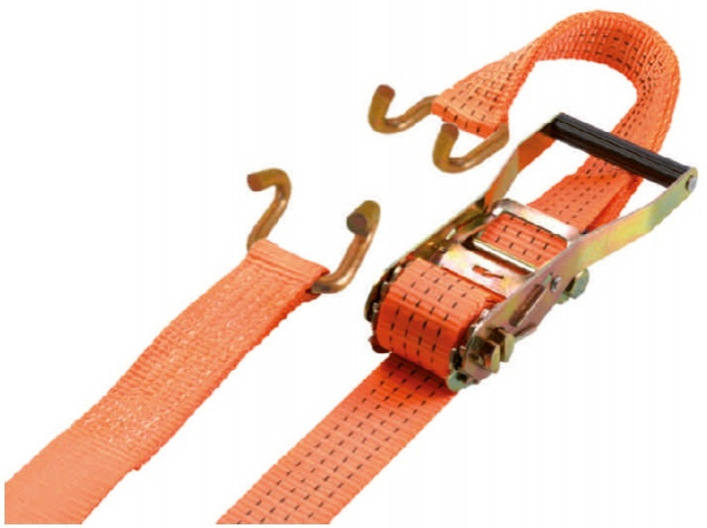 F-RATSCHEN-ZURRGURT, 2-TEILIG MIT SPITZHAKEN + SICHERUNGSFEDER, 50 MM, LC 2000 daN, FARBE ORANGE, TECTOR®