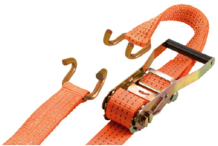 F-RATSCHEN-ZURRGURT, 2-TEILIG MIT SPITZHAKEN + SICHERUNGSFEDER, 50MM, LC 2500 daN, FARBE ORANGE, TECTOR®