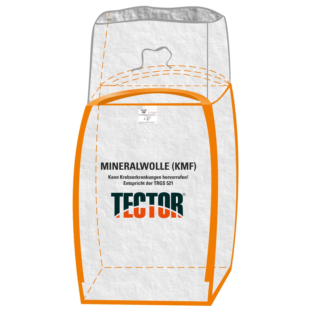 F-Big-Bag, Mineralwolle, 90 x 90 x 120 cm, Aufdruck: Mineralfaserabfälle