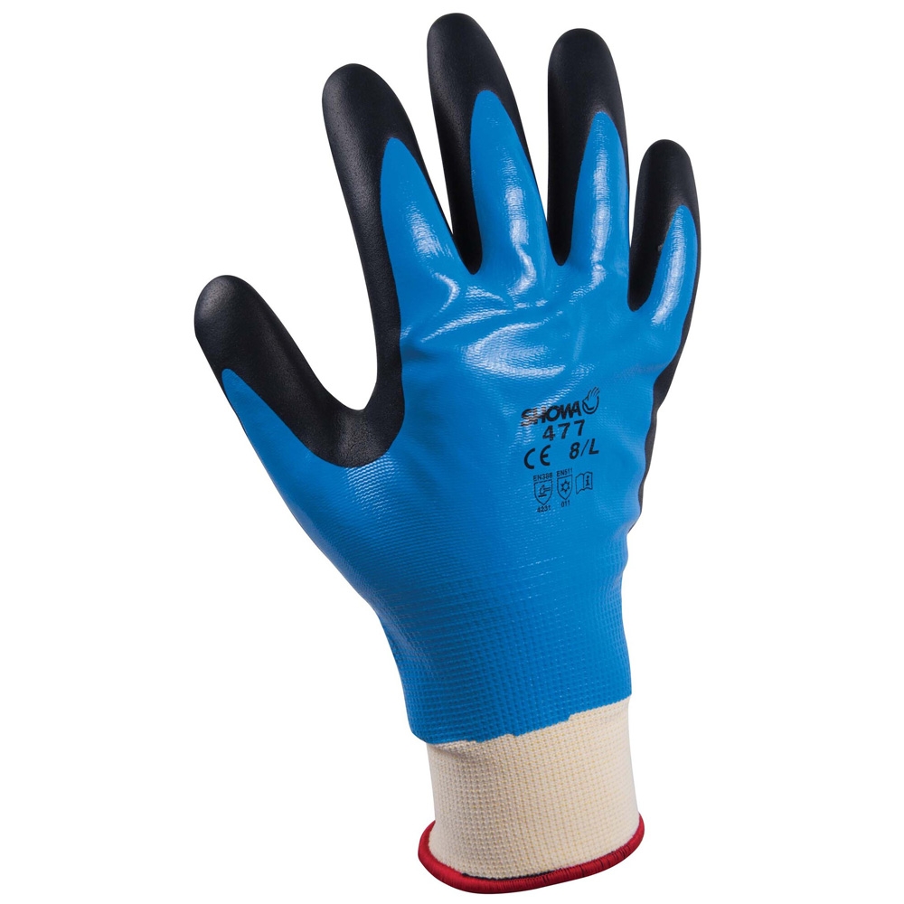 F-*SHOWA 477* SHOWA® NITRIL FOAM WINTERHANDSCHUHE, POLYESTER, POLYAMID, ACRYL / NITRIL / NITRIL, BLAU / SCHWARZ, CAT 2