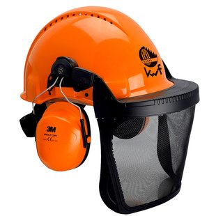3M-PSA-Kopfs 3M-PSA-Schutz, Schutzhelm-Kombination G3000M, mit H31P3E und 5B, Ratschensystem, Visier Nylongitter, orange