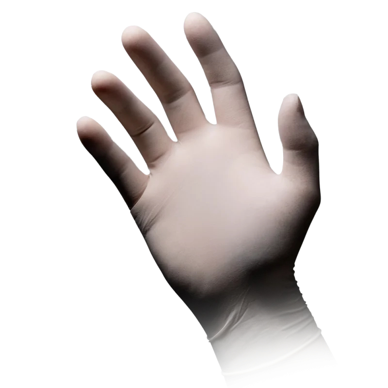 AMPRI-Hand-Schutz, Einweg-Latex-Einmal-Handschuhe, POLYMER PLUS, puderfrei, weiß, Pkg á 100 Stück, VE = 10 Pkg.