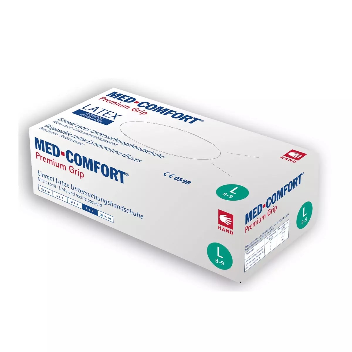AMPRI-Med-Comfort Premium Grip, Einmal-Latex-Einweghandschuhe, wei, ungepudert, VE= 10 Boxen  100 Stck