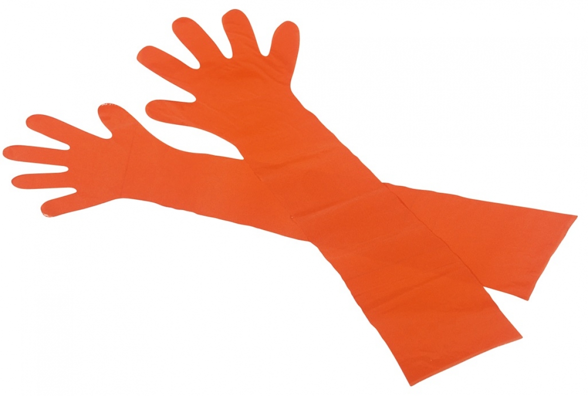 AMPRI-Hand-Schutz, Einweg-PE-Einmal-Veterinr-Handschuhe, MED COMFORT, orange, Pkg  50 Stck, VE = 40 Pkg.