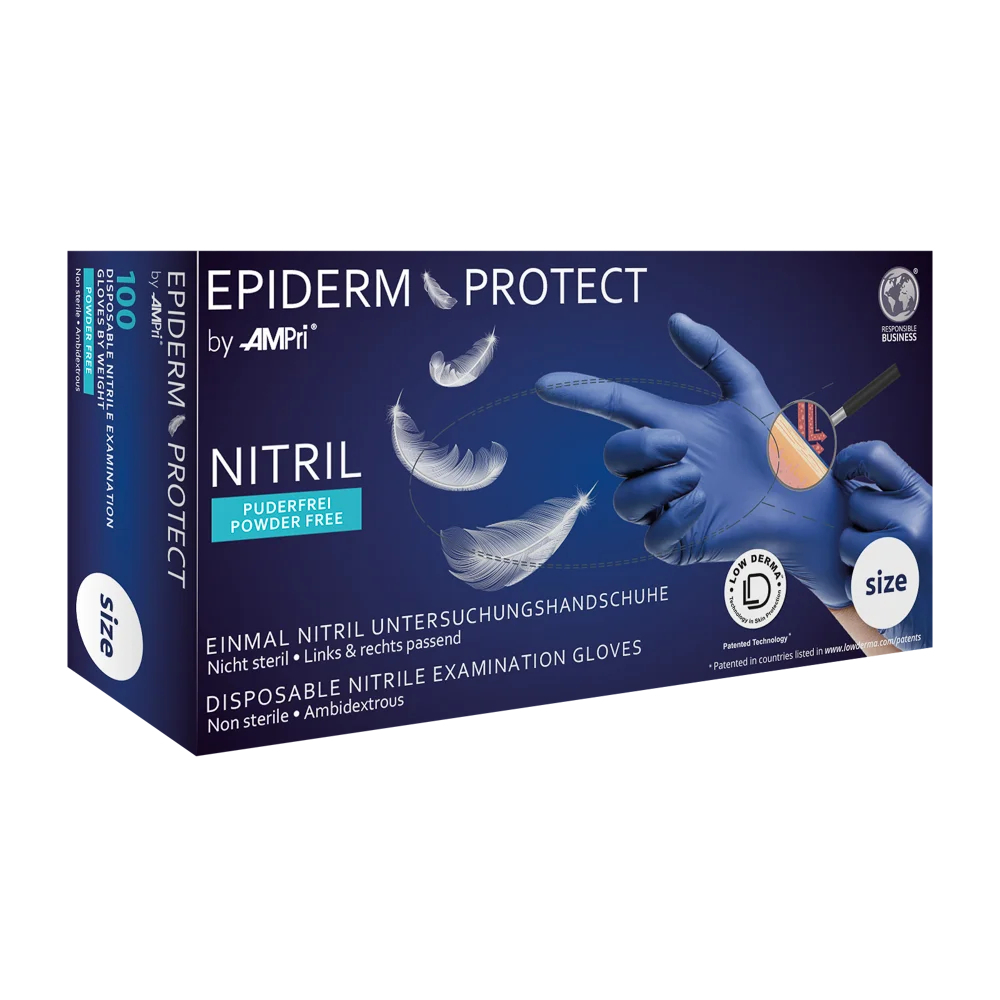 AMPRI-Epiderm Protect by MED-COMFORT Einmal-Nitril-Einweg-Handschuhe, blau, ungepudert, Gr.: XS-XL
