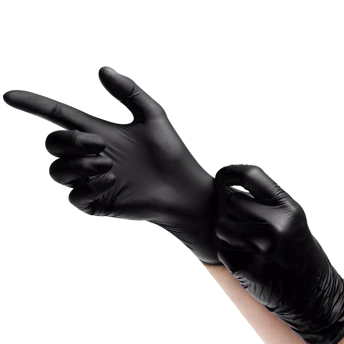 AMPRI-Hand-Schutz, Nitril-Einmal-Einweg-Handschuhe, Black by Mrd-Comfort, puderfrei, schwarz, Gr. XS -XL