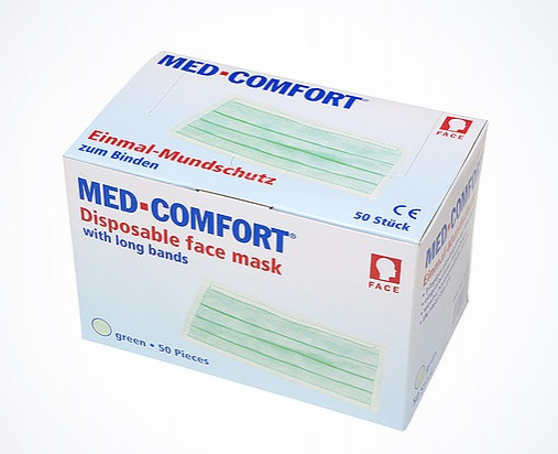 AMPRI-Einweg-Mundschutz, Einmal-Maske, MED COMFORT, 3-lagig zum Binden, limette, VE = 20 Pkg.  50 Stck