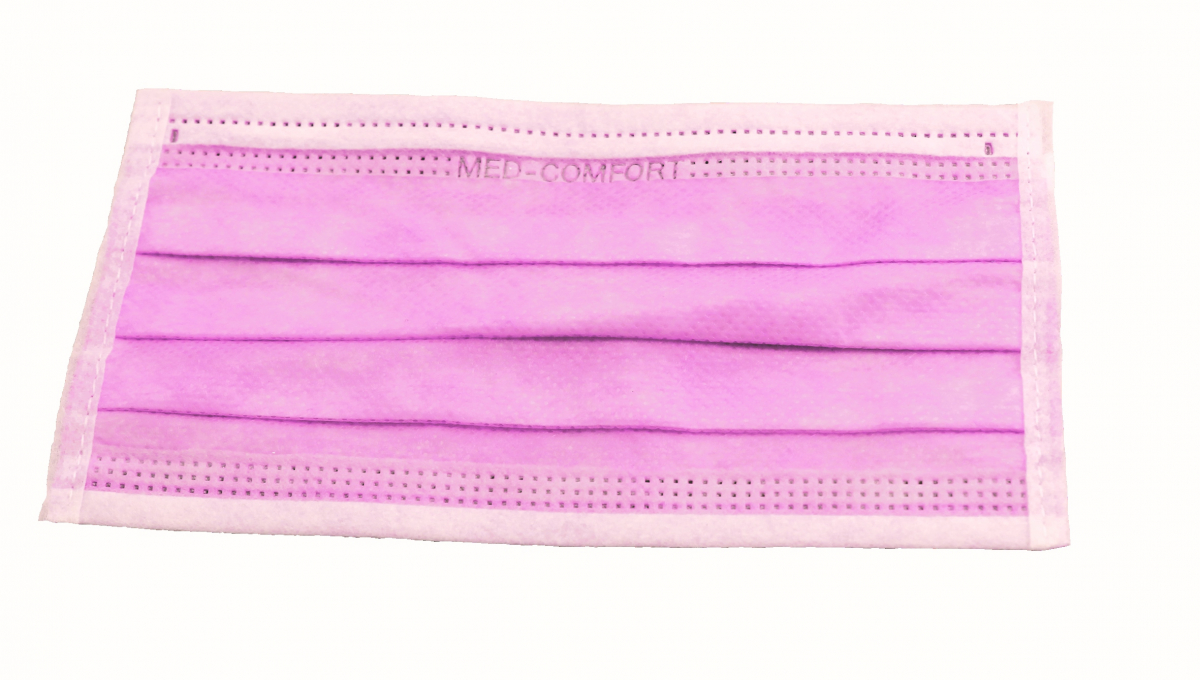AMPRI-Einweg-Mundschutz, Einmal-Maske, MED COMFORT, 3-lagig zum Binden, pink, VE = 20 Pkg. á 50 Stück