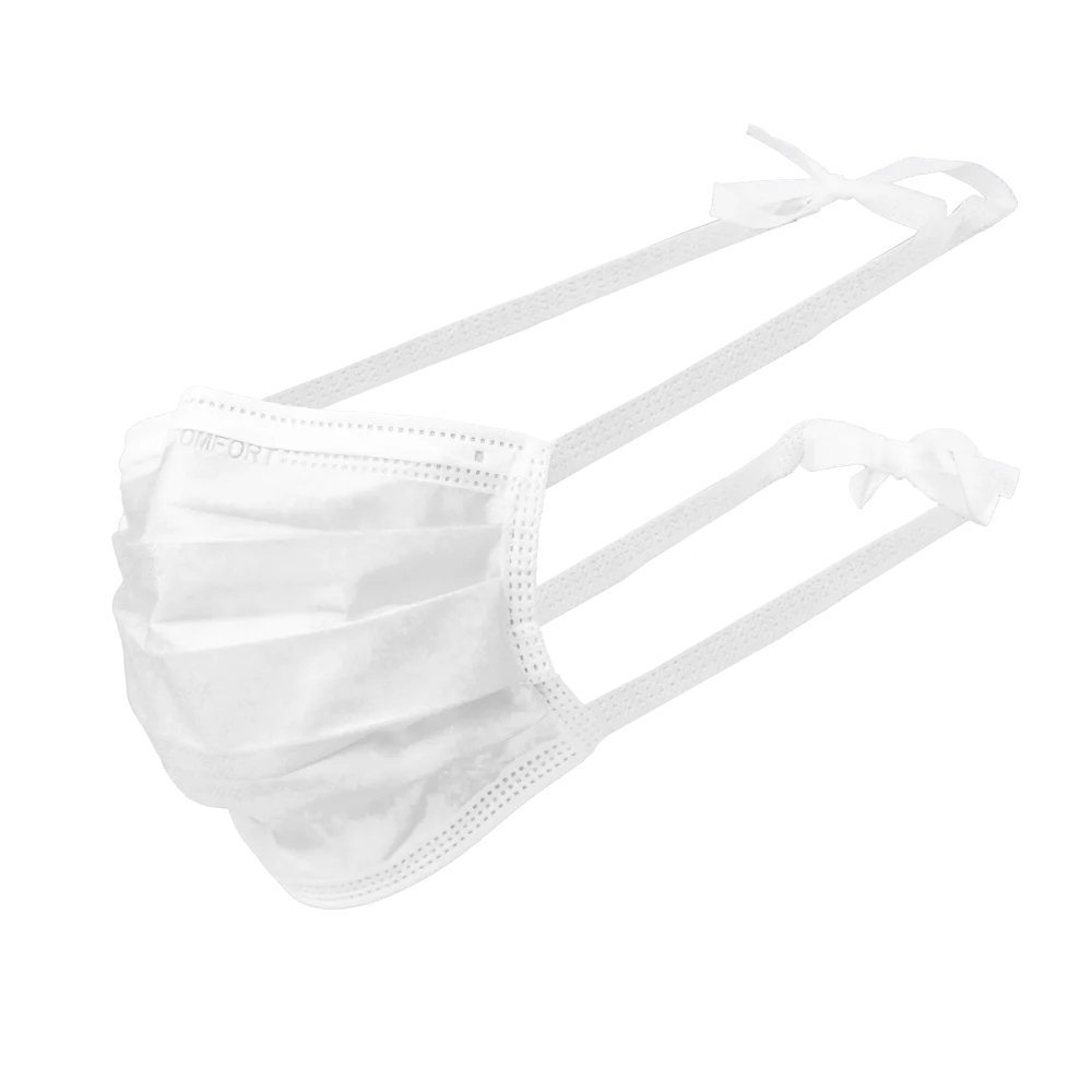 AMPRI-Einweg-Mundschutz, Einmal-Maske, MED COMFORT, 3-lagig zum Binden, weiß, VE = 10 Pkg. á 50 Stück