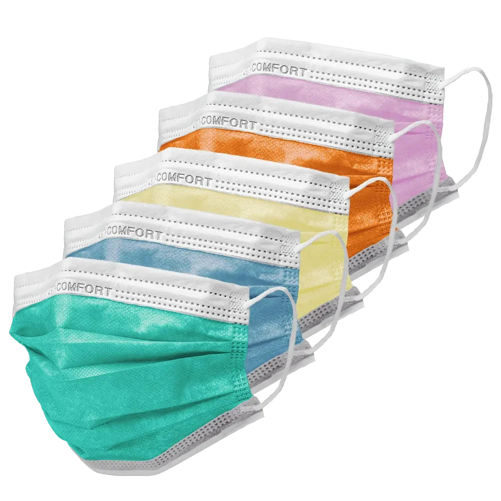 AMPRI-Einweg-Mundschutz, Einmal-Maske, MED COMFORT, Typ IIR, 3lagig, runde Elastikbänder, versch. Farben, VE = 20 Pkg. á 50 Stk.