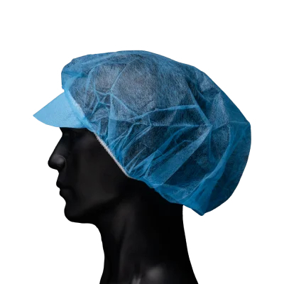 AMPRI-Einweg-Barett-Hauben, Einmalhauben, MED COMFORT, mit Schirm, blau, VE = 10 Pkg. á 100 Stück