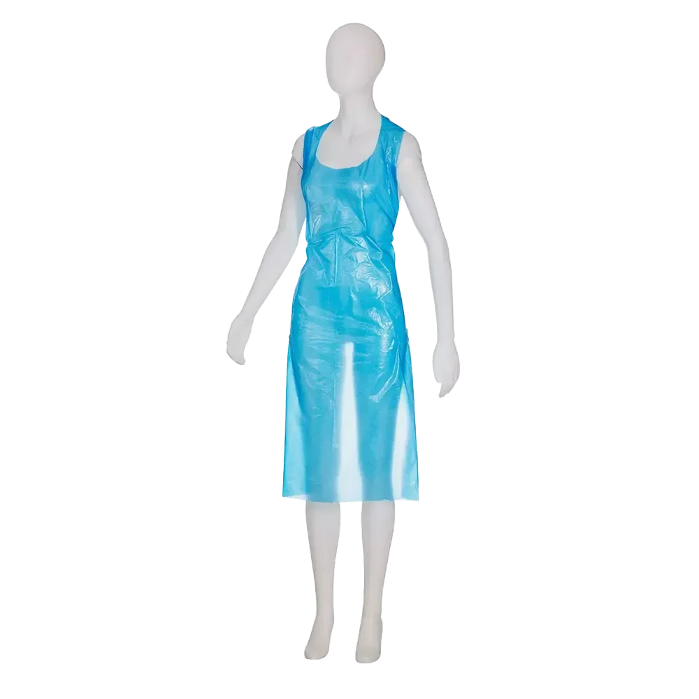 AMPRI-Einweg-PE-Schürzen, Einmalschürzen, MED COMFORT, gehämmert, 75 x 125 cm, blau, VE = 10 Beutel á 100 Stück