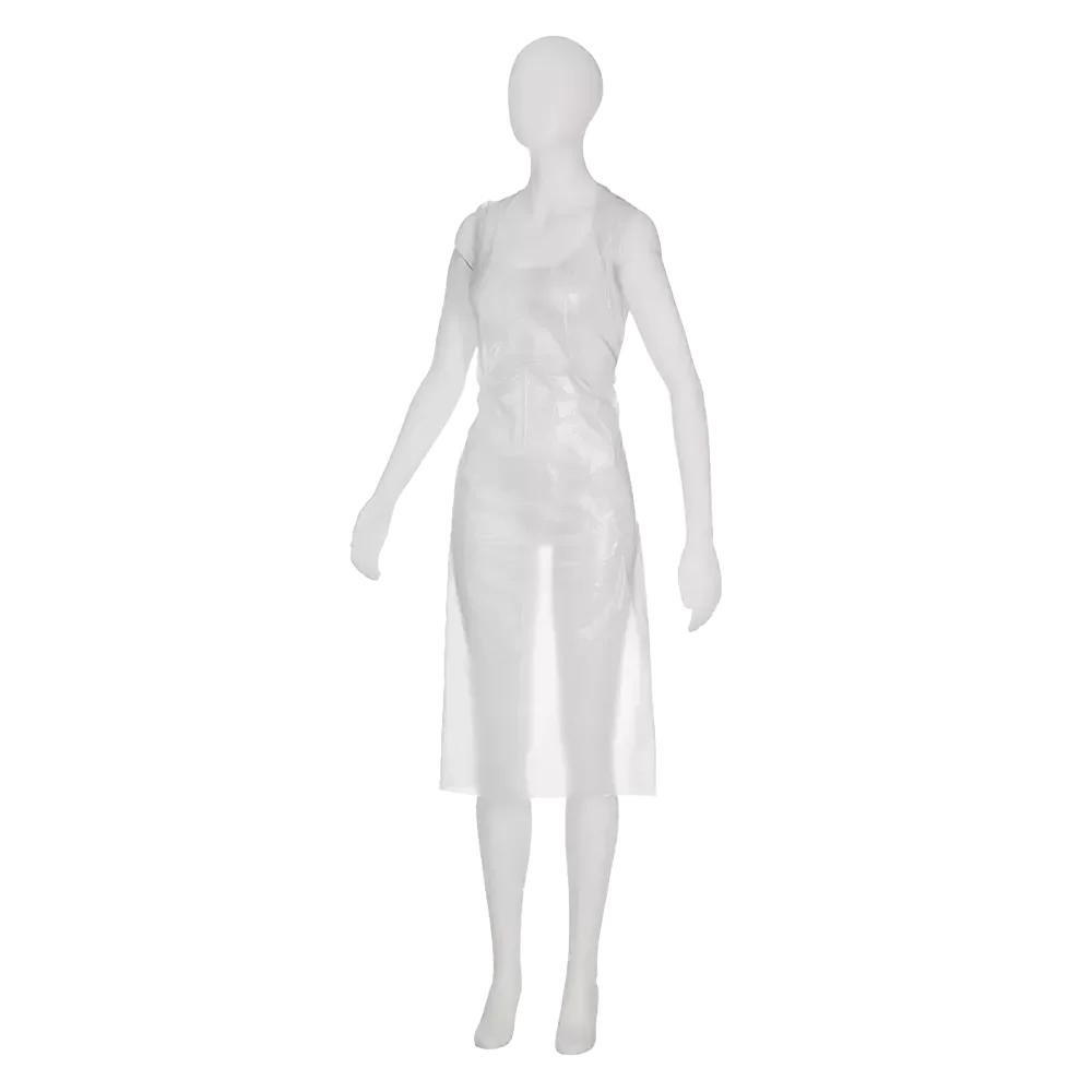 AMPRI-Einweg-PE-Schürzen, Einmalschürzen, MED COMFORT, gehämmert, 75 x 170 cm, weiß, VE = 10 Beutel á 100 Stück