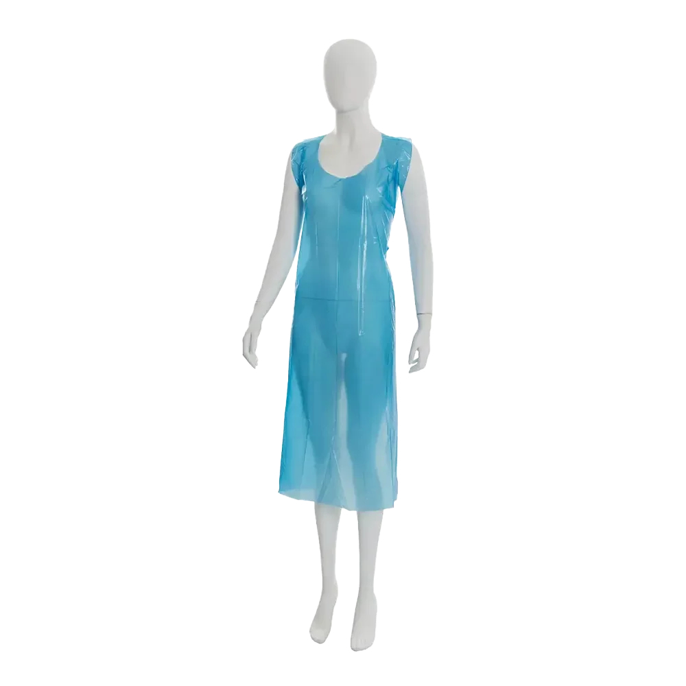 AMPRI-Einweg-PE-Schürzen, Einmalschürzen, MED COMFORT, gehämmert, 80 x 125 cm, blau, VE = 10 Pkg. á 100 Stück