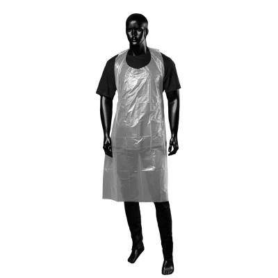 AMPRI-Einweg-PE-Schürzen, Einmalschürzen, MED COMFORT, gehämmert, 80 x 125 cm, VE = Pkg. á 100 Stück, weiß