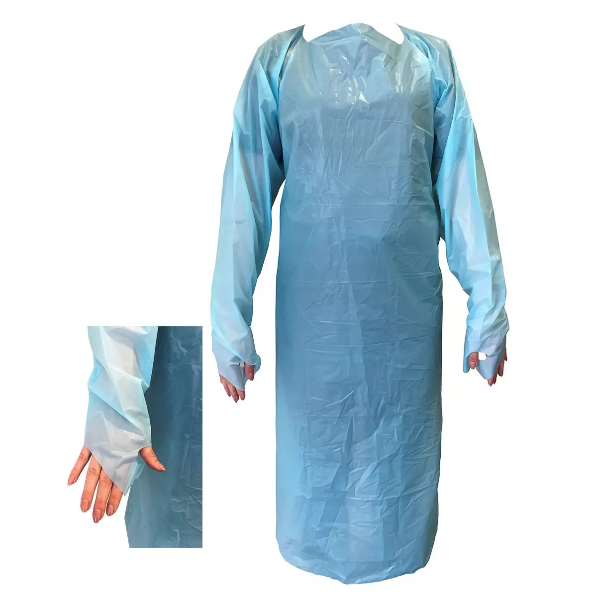 AMPRI-Med-Comfort-PE Kittel, hellblau, blau, 112 x 90 cm, Polyethylen, VE= 100 Stck