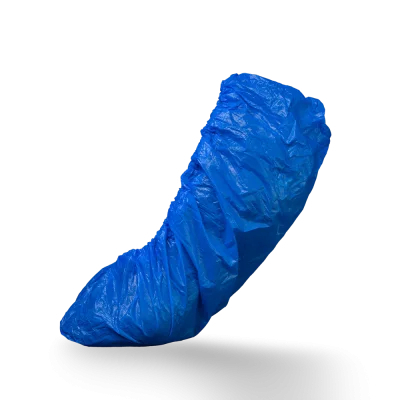 AMPRI-Einweg-CPE-Überschuhe, Einmal-Schuhe, MED COMFORT, gehämmert, mit Gummizug, extra stark, blau, VE = 20 Pkg. á 100 Stück