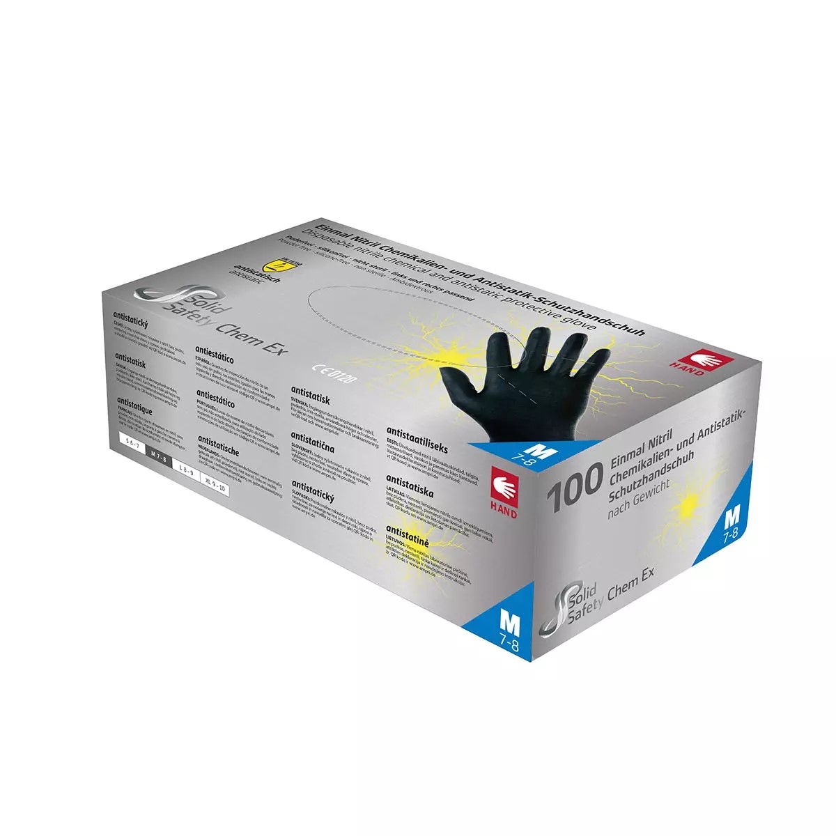 AMPRI-SolidSafety ChemEx, Einmal-Chemikalien-Schutz-Handschuhe, Nitril, ungepudert, VE= 10 Boxen  100 Stck