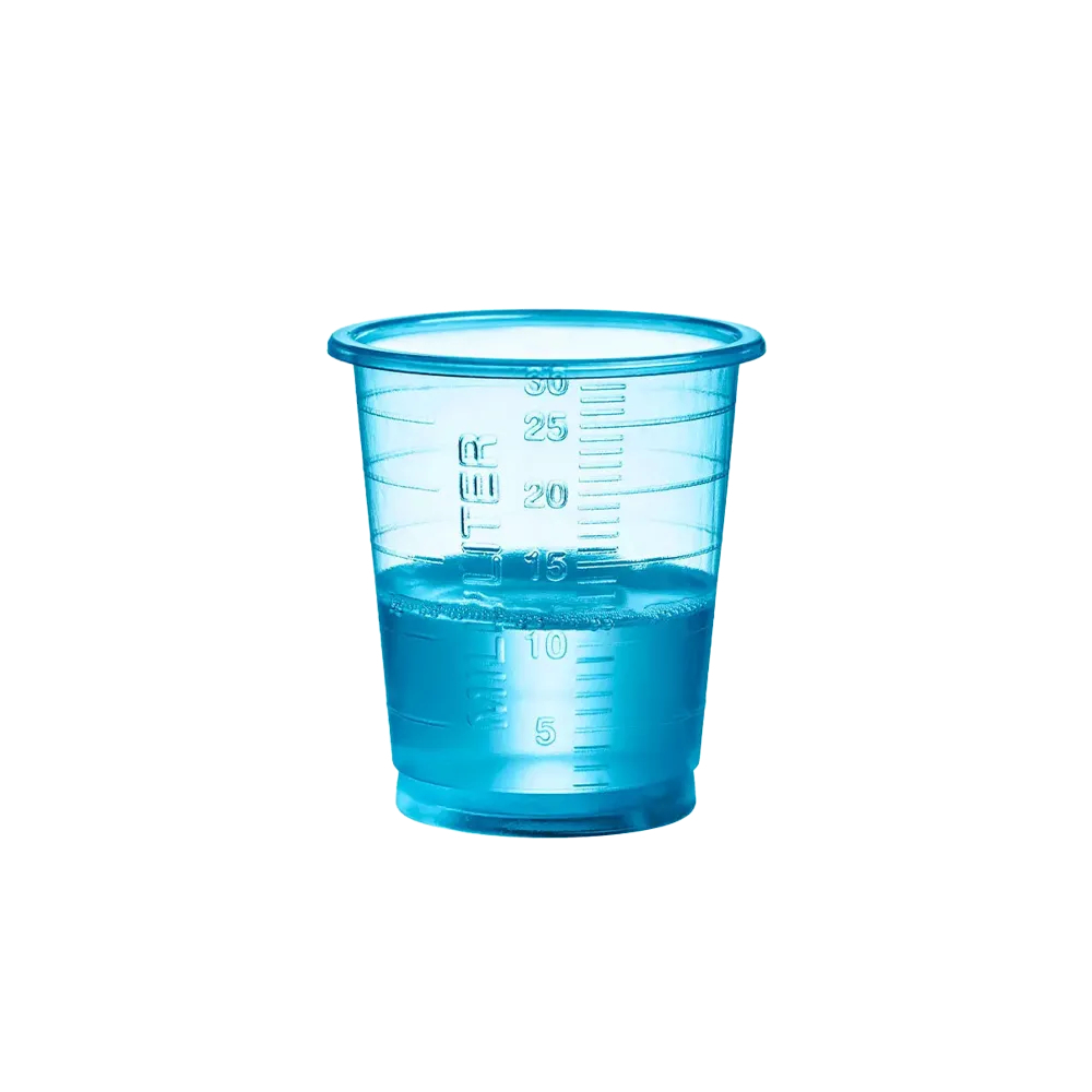 AMPRI-MED-COMFORT ECO Einmal Medizinbecher 30 ml, graduiert, , blau
